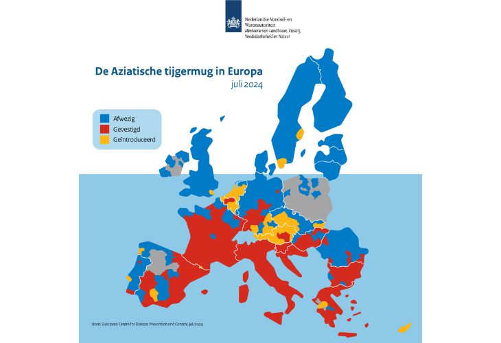 Aziatische Tijgermug verspreiding over europa