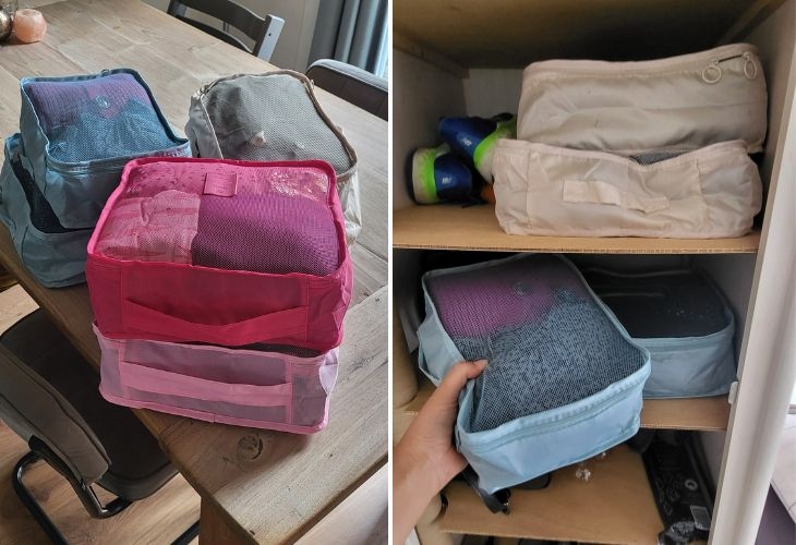 Inpaktips kamperen Packing cubes kleding oprollen 