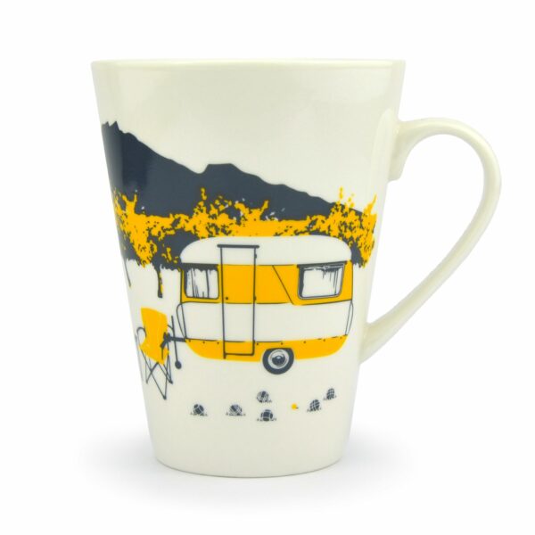 Mok teardrop caravan geel - Koffiemok Van Go Collections