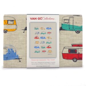 Linnen Van Go theedoek met gekleurde caravans